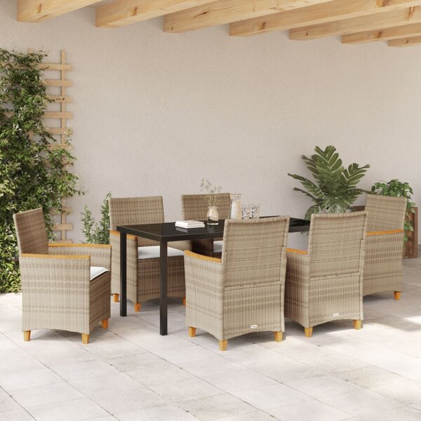 Kert étkező szett 7 pcs Bézs polirattan