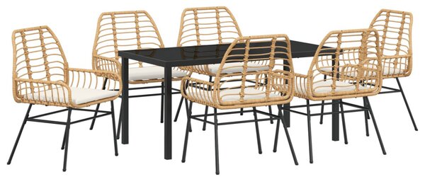 Kert étkező szett 7 pcs Barna polirattan