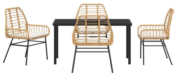 Kert étkező szett 5 pcs Barna polirattan