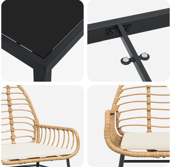 Kert étkező szett 7 pcs Barna polirattan
