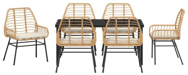 Kert étkező szett 7 pcs Barna polirattan