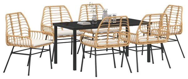 Kert étkező szett 7 pcs Barna polirattan