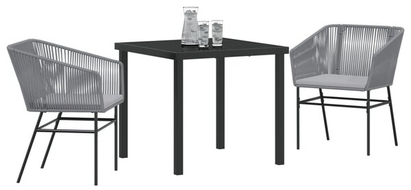 Kert étkező szett párnával 3 pcs Szürke Porszórt acél