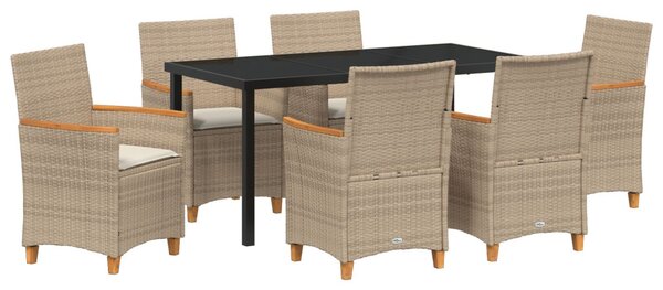 Kert étkező szett 7 pcs Bézs polirattan