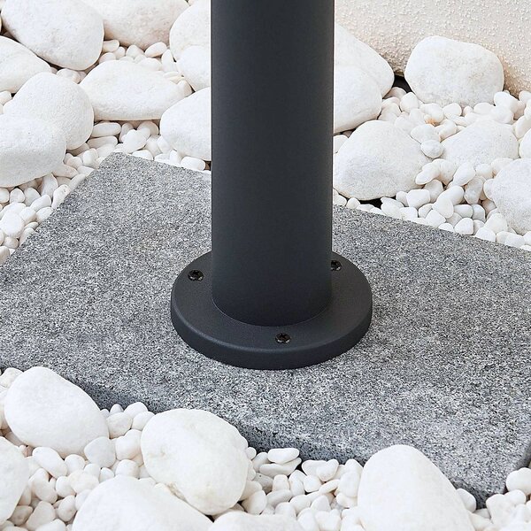 Lindby oszloplámpa Alvaro, antracit, 60 cm, IP44, E27, dimmelhető, Fekete, Alumínium, Modern