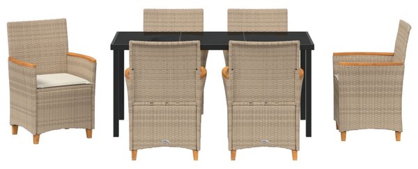 Kert étkező szett 7 pcs Bézs polirattan