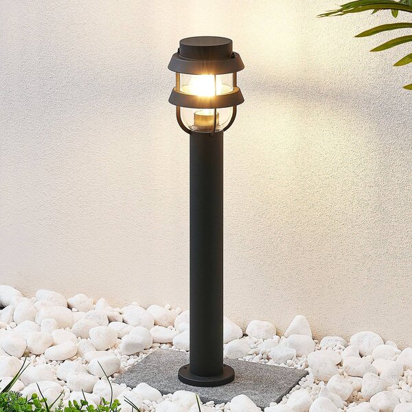 Lindby oszloplámpa Alvaro, antracit, 60 cm, IP44, E27, dimmelhető, Fekete, Alumínium, Modern