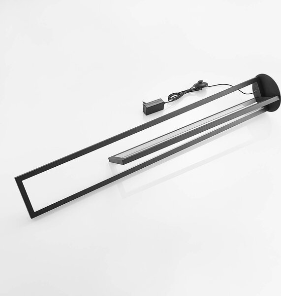 Lucande LED-es állólámpa Hylda, 123 cm, fekete, alumínium, dimmelhető, Fekete, Nappali / Étkező, Alumínium, Modern