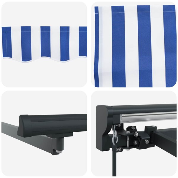 VidaXL Behúzható napellenző Kék és Fehér 300 x 250 cm