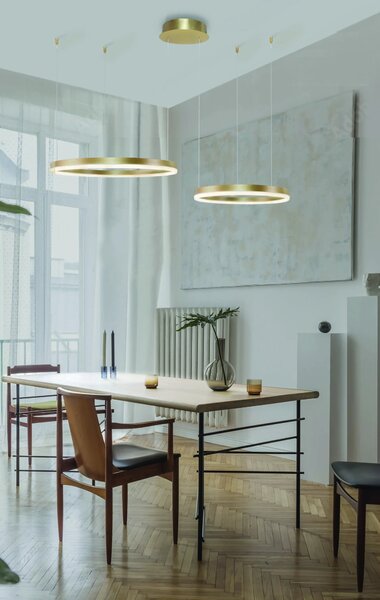 Modern csillár Halo 80+60 CCT arany távirányítóval