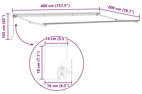 VidaXL Manuális napernyő keret Állítható Antracit 4 x 2 m Acél