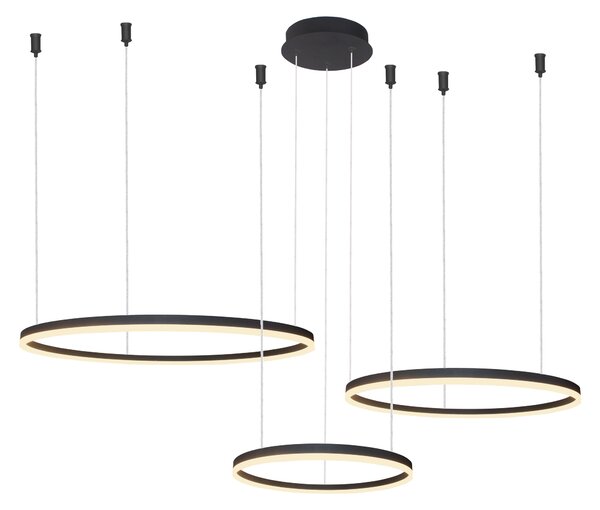 Modern csillár Halo 100+80+60 CCT fekete távirányítóval