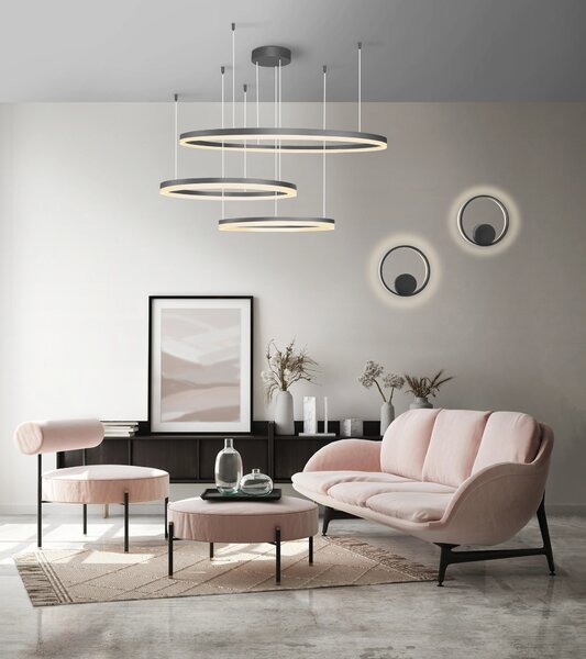 Modern csillár Halo 120+100+80 CCT fekete távirányítóval