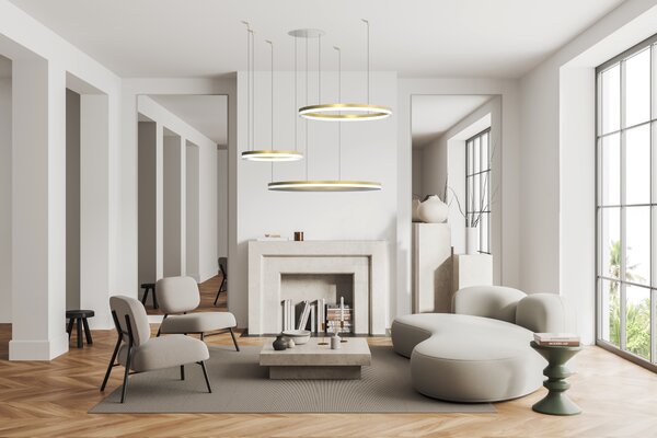 Modern csillár Halo 120+100+80 CCT arany távirányítóval
