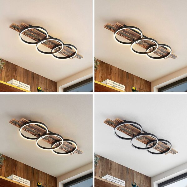 Lindby LED mennyezeti lámpa Sentoa, fa, 100 cm hosszú, 3,000 K, dimmelhető, Világos fa, Nappali / Étkező, Fa, Modern