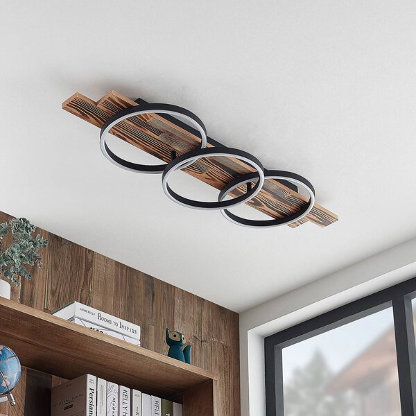 Lindby LED mennyezeti lámpa Sentoa, fa, 100 cm hosszú, 3,000 K, dimmelhető, Világos fa, Nappali / Étkező, Fa, Modern