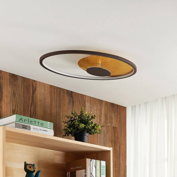 Lindby LED mennyezeti lámpa Feival, 61 cm, rozsda/arany, dimmelhető, dimmelhető, Barna / rozsda, Nappali / Étkező, fém, Modern