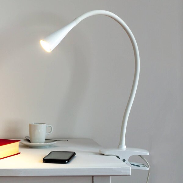 Lindby LED-es bilincslámpa Baris, fehér, magasság 44 cm, 3000K, Fehér / opál, Dolgozószoba / Iroda, fém, Modern