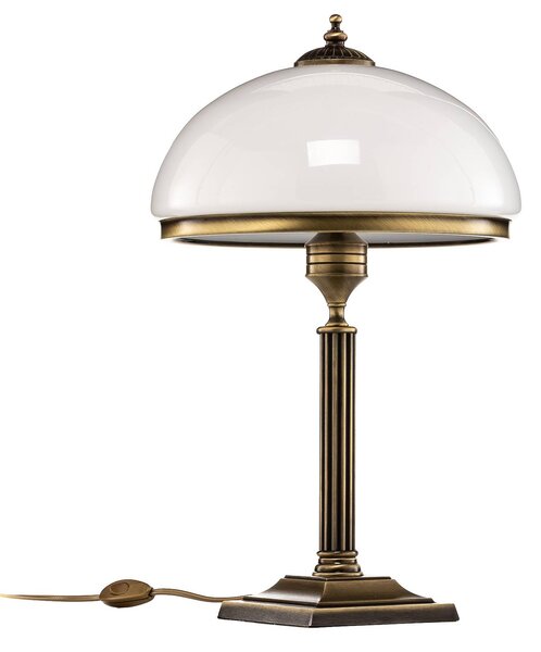 Jupiter Petro asztali világítás, üveg, antikrémszínű, magasság 50 cm, Bronz / antik sárgaréz, Nappali / Étkező, fém, Antik