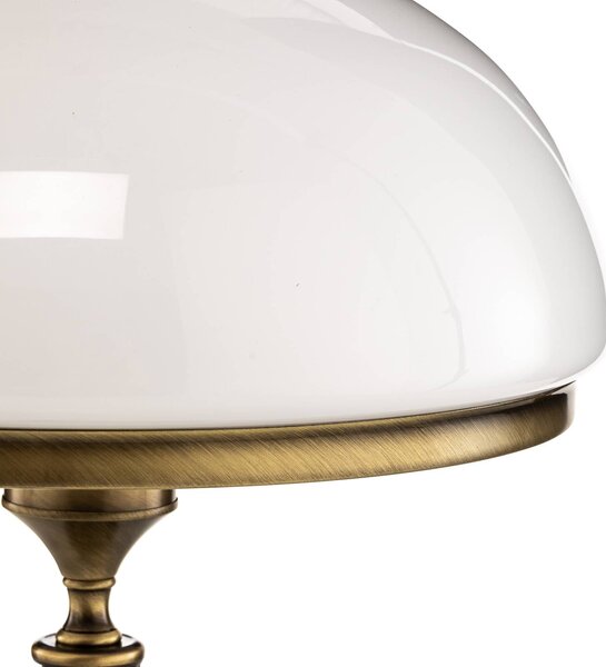 Jupiter Petro asztali világítás, üveg, antikrémszínű, magasság 50 cm, Bronz / antik sárgaréz, Nappali / Étkező, fém, Antik