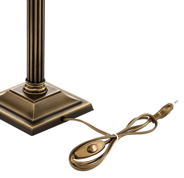 Jupiter Petro asztali világítás, üveg, antikrémszínű, magasság 50 cm, Bronz / antik sárgaréz, Nappali / Étkező, fém, Antik