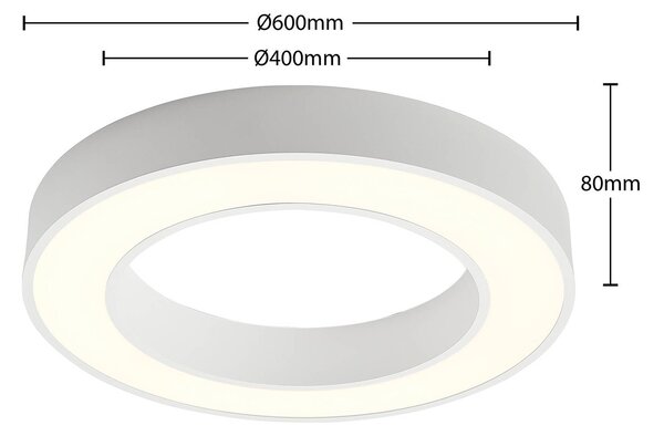 Arcchio Sharelyn LED mennyezeti világítás, 60 cm átmérőjű, fehér, dimmelhető, dimmelhető, Fehér / opál, Konyha, Alumínium, Modern