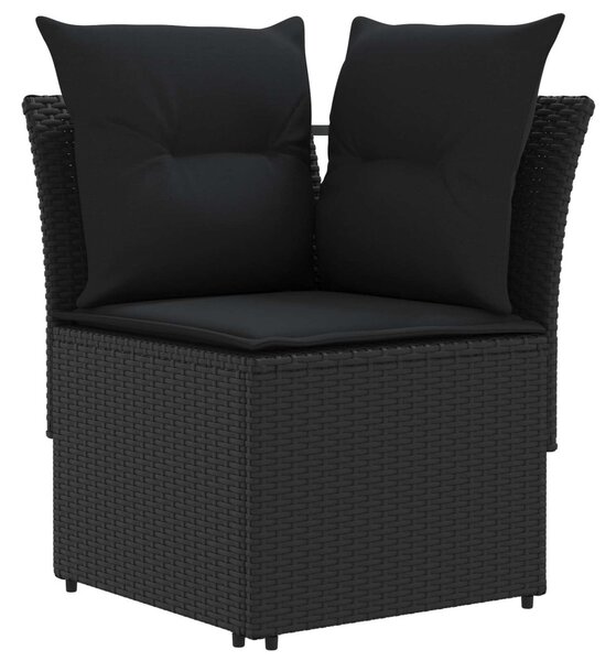 VidaXL Kerti karfás kanapé sarokkanapéval 2 Darab Fekete PE Rattan