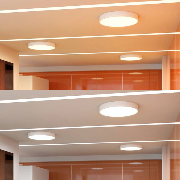 Arcchio LED mennyezeti lámpa Noabelle, Ø 80 cm, fehér, fém, dimmelhető, Fehér / opál, Konyha, fém, Modern
