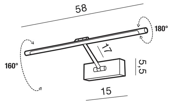 LED fali lámpa Davinci 58 fekete matt