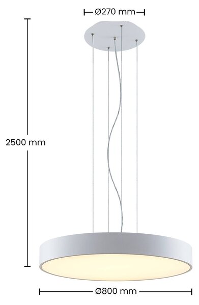 Arcchio LED-es függőlámpa Noabelle, Ø 80 cm, fehér, fém, dimmelhető, Fehér / opál, Konyha, fém, Modern