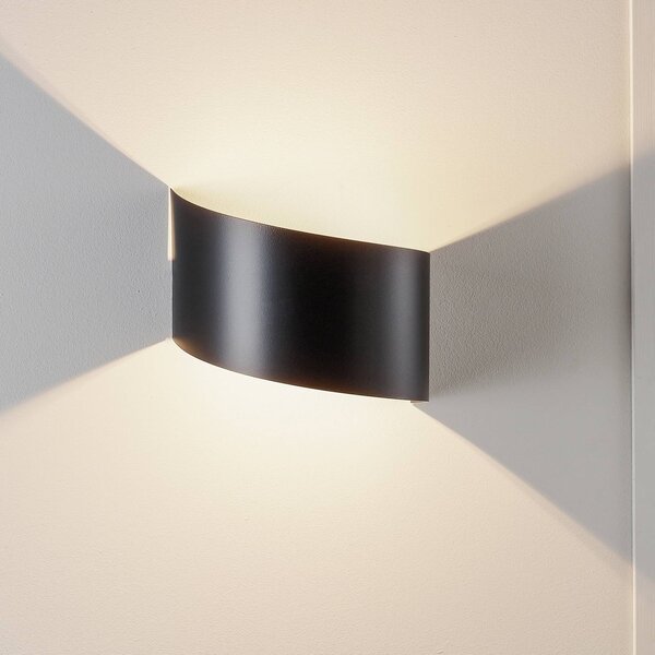 EMIBIG LIGHTING Vero fali világítás lakkozott acélból, fekete, dimmelhető, Fekete, Nappali / Étkező, fém, Modern