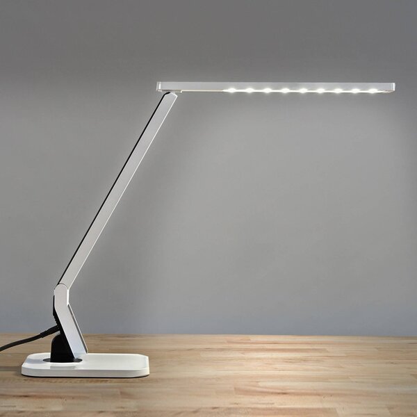 Lindby LED asztali lámpa Eleni, fehér, CCT, dimmelhető, dimmelhető, Fehér / opál, Dolgozószoba / Iroda, Műanyag, Modern