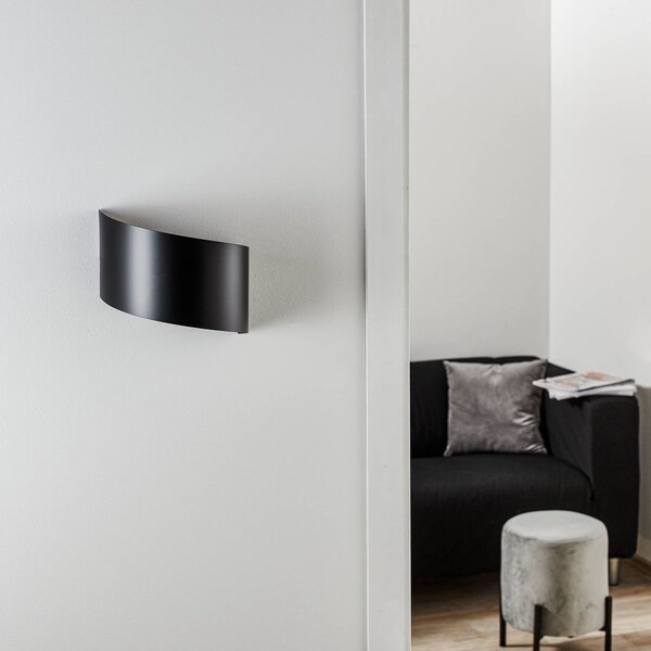 EMIBIG LIGHTING Vero fali világítás lakkozott acélból, fekete, dimmelhető, Fekete, Nappali / Étkező, fém, Modern