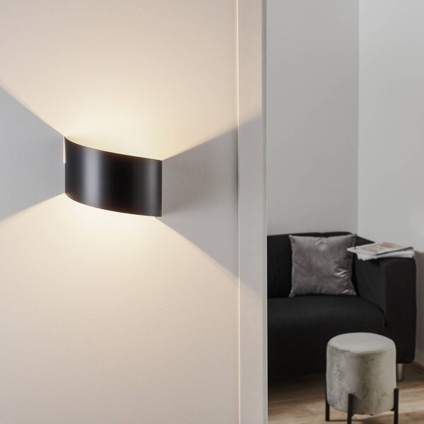 EMIBIG LIGHTING Vero fali világítás lakkozott acélból, fekete, dimmelhető, Fekete, Nappali / Étkező, fém, Modern