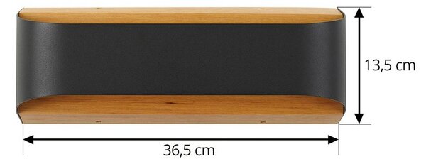 Lindby LED kültéri fali lámpa Lenore, fekete, fém, 36,5 cm, Fekete, Alumínium, Modern