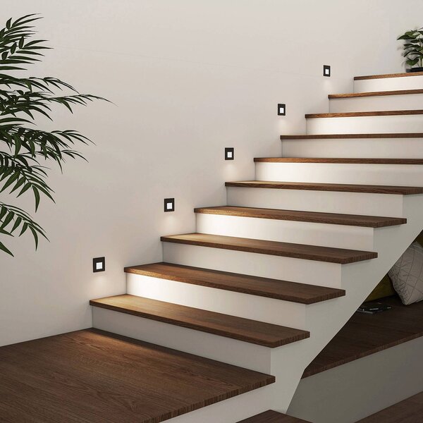 Arcchio LED-es süllyesztett lámpa Vexi, 7,8 cm x cm, fekete, CCT, dimmelhető, Fekete, Folyosó, Alumínium, Modern