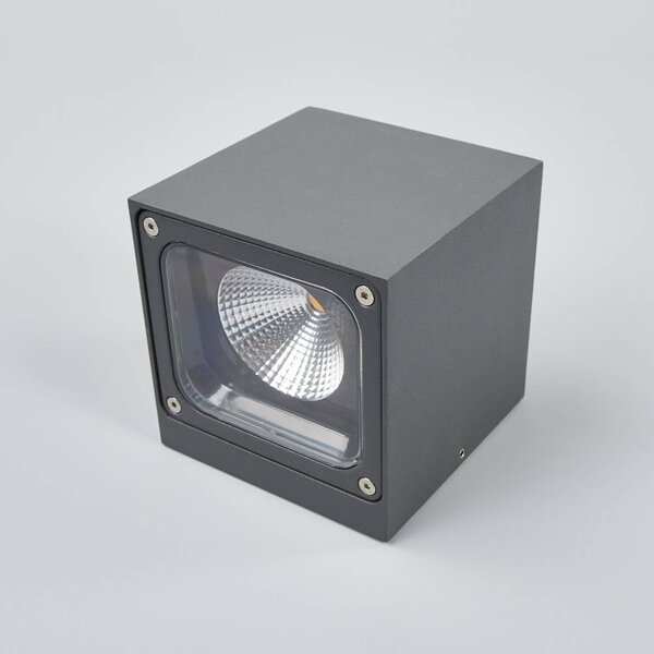 Lucande LED kültéri fali lámpa Merjem, 12 cm, lefelé, IP54, Alu / szürke / cink, Alumínium, Modern