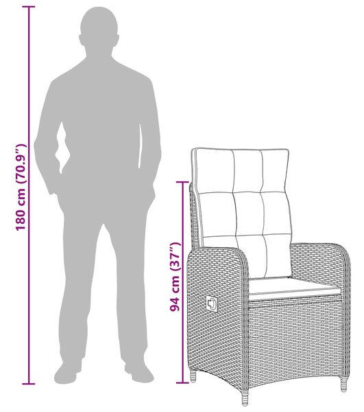 VidaXL Kültéri étkező szett 3 pcs Fekete polirattan