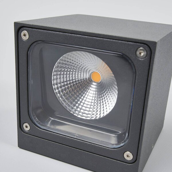 Lucande LED kültéri fali lámpa Merjem, 12 cm, lefelé, IP54, Alu / szürke / cink, Alumínium, Modern