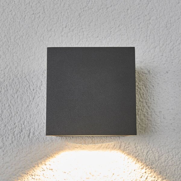 Lucande LED kültéri fali lámpa Merjem, 12 cm, lefelé, IP54, Alu / szürke / cink, Alumínium, Modern