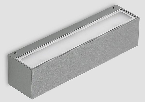 Lucande Lengo 25 cm-es ezüst színű LED kültéri fali lámpa, felfelé/lefelé, Alu / szürke / cink, Alumínium, Modern