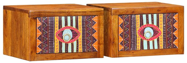 Éjjeli szekrények 2 db 35x30x22 cm Tömör akácfából