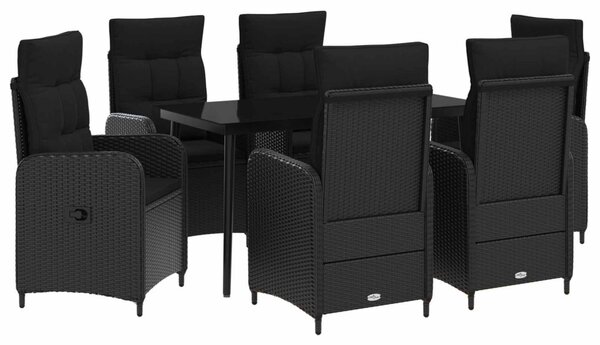 Kanapé Asztal Készlet párnával párnával 7 pcs Fekete