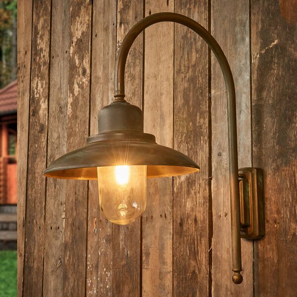 Moretti Luce Casale kültéri fali lámpa, magasság 60cm, antik sárgaréz, Bronz / antik sárgaréz, Sárgaréz, Antik