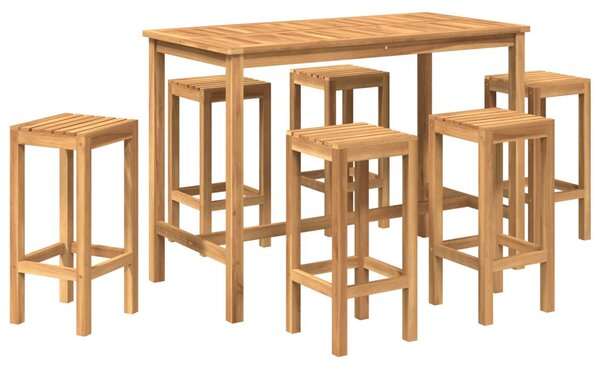 VidaXL Kültéri Bár Szett 7 pcs Kezeletlen Tömör Teakfa