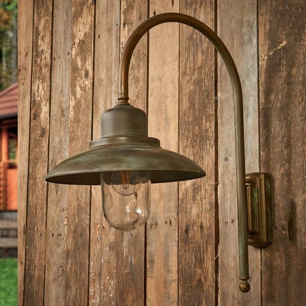 Moretti Luce Casale kültéri fali lámpa, magasság 60cm, antik sárgaréz, Bronz / antik sárgaréz, Sárgaréz, Antik