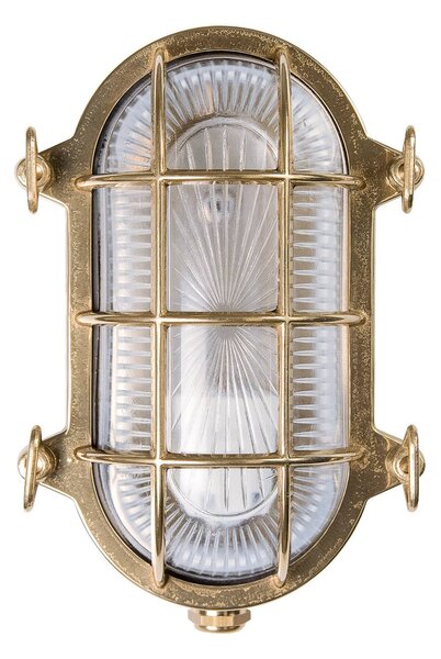 Moretti Luce falilámpa Tortuga ovális 22,5cm s.réz natúr/tiszta, dimmelhető, Sárgaréz / arany, Sárgaréz, Tengeri