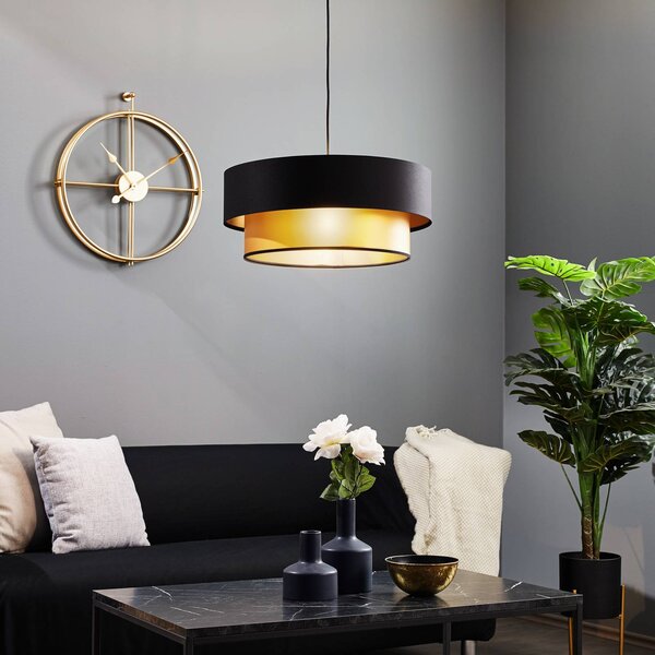 Maco Design Dorina függőlámpa, fekete/arany Ø 50cm, dimmelhető, Fekete, Nappali / Étkező, Műanyag, Modern