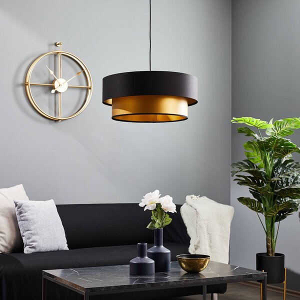 Maco Design Dorina függőlámpa, fekete/arany Ø 50cm, dimmelhető, Fekete, Nappali / Étkező, Műanyag, Modern