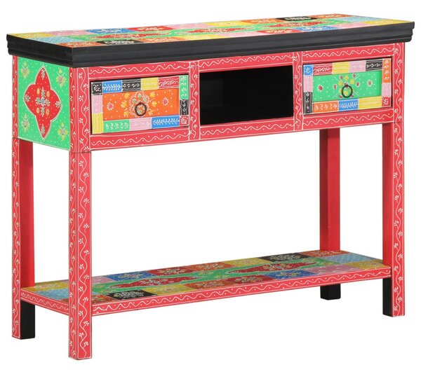 Színes Konzolasztal 100x30x75 cm Tömör Mangófából